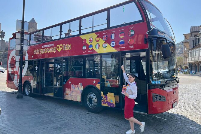 City tour Tbilisi on red bus - Metekhi Cathedral and the Mtkvari River