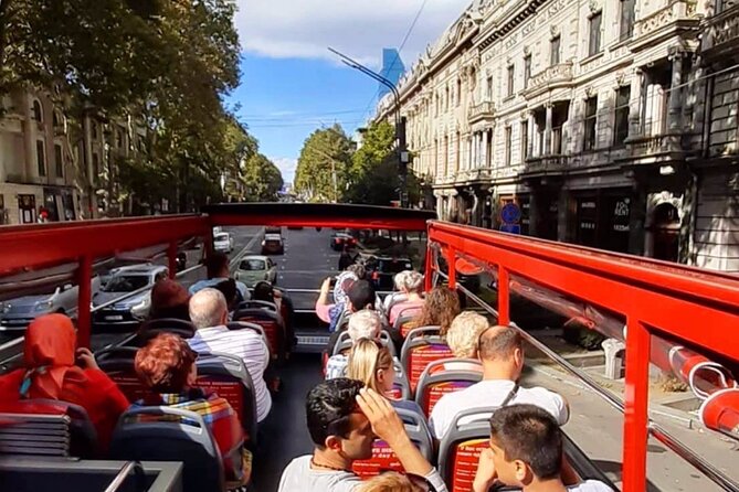 City tour Tbilisi on red bus - Freedom Square, Rustaveli Avenue, and Heroes Square