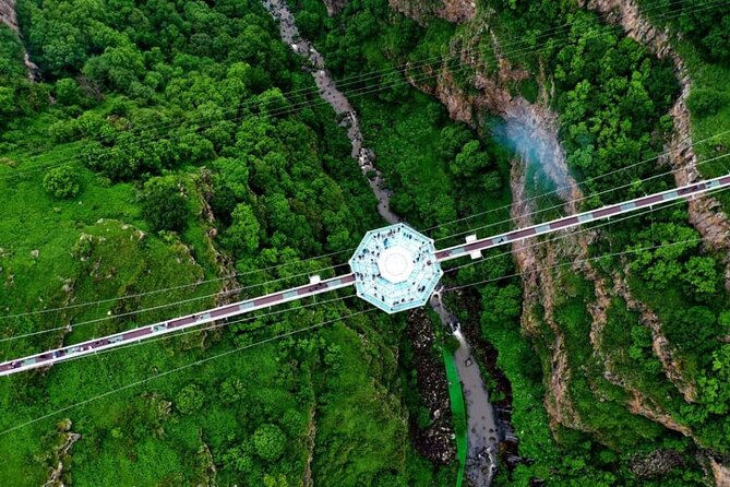 Dashbashi Canyon, Glass Bridge, Bicycle Zip Line, Swing, Private Full Day Tour - The glass bridge and its diamond-shaped view