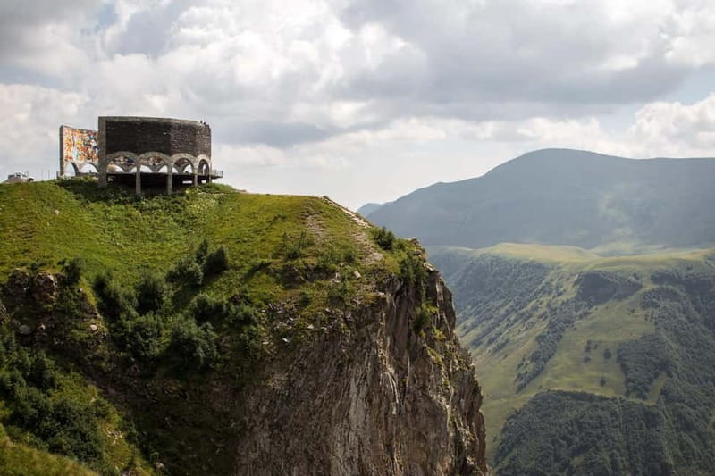 From Tbilisi; Georgian Military Road,Ananuri-Gudauri-Kazbegi - The travertine stop and mineral water