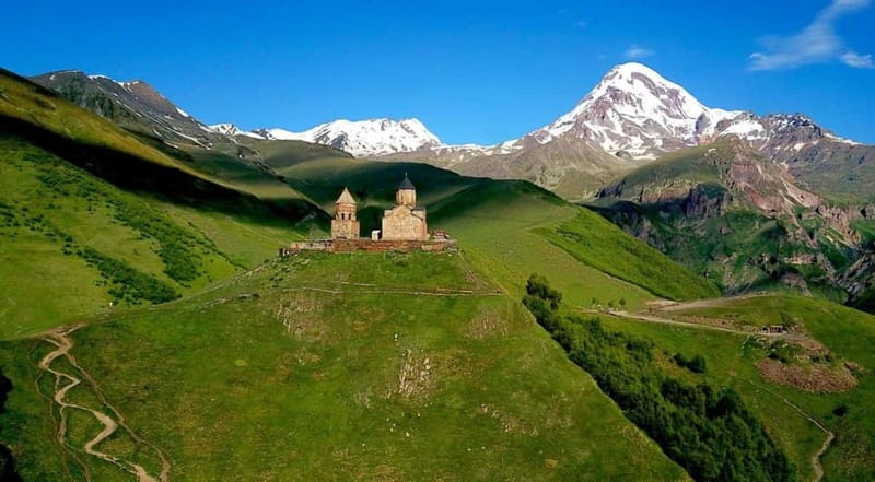 From Tbilisi; Georgian Military Road,Ananuri-Gudauri-Kazbegi - Zhinvali Reservoir: the first wide view