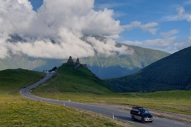 From Tbilisi: Kazbegi Ananuri Gudauri and Trusso Valley by 4x4 - Stepantsminda and the Gergeti view