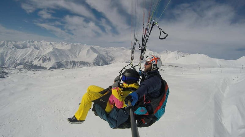 Georgia: Paragliding tandem flight in Gudauri with video - GoPro video and the optional Insta360 X4