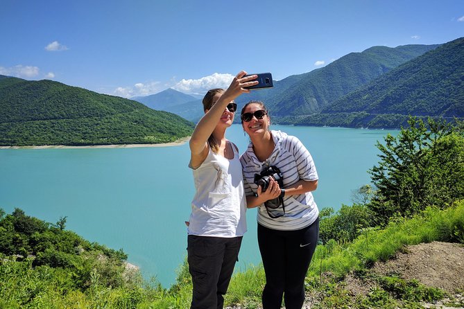 Kazbegi Adventure Day Trip - Hike to Gveleti waterfall plus Gergeti, Ananuri - Ananuri Fortress: towers beside the water