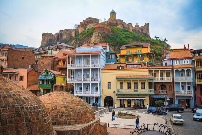 Tbilisi City Tour, Most Popular Tourists Destinations In The Capital Of Georgia - Kartlis Deda and Narikala Fortress above the river